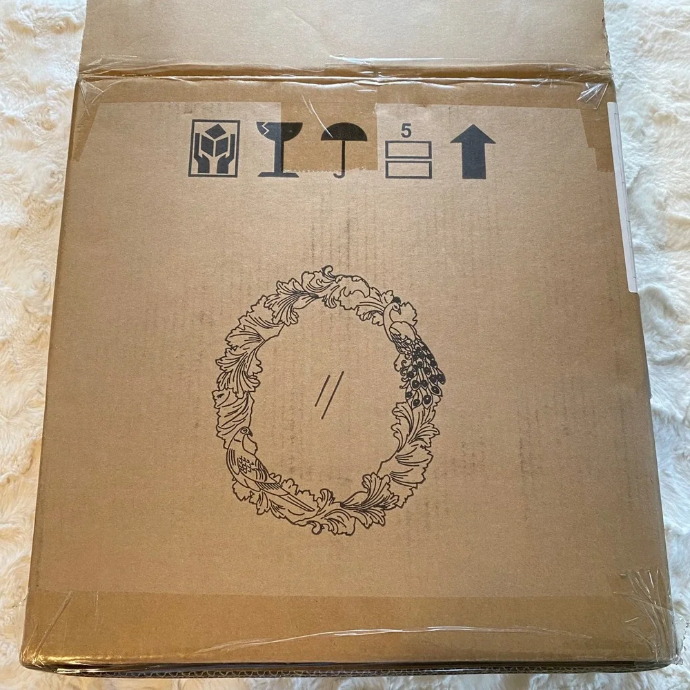 Anthropologie Regine Vanity Mirror White Ornate Flora and‎ Fauna Design NEW